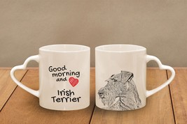 Irish terrier - mug with a dog - heart shape . &quot;Good morning and love...&quot; High q - £11.85 GBP