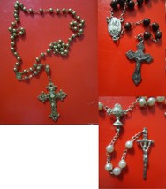ROSARY CHRISTIANITY PRAYER RELIQUARY RELIC  VINTAGE PEALS BEADS FILIGREE... - $45.53+