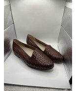 Vintage Trotters 8.5W Woven Leather Flats Brown Slip On Comfort Shoes - $20.00
