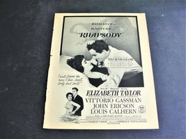 Rhapsody-1954 film-Elizabeth Taylor, Vittorio Gassman -Page Movie Ad. - $8.34