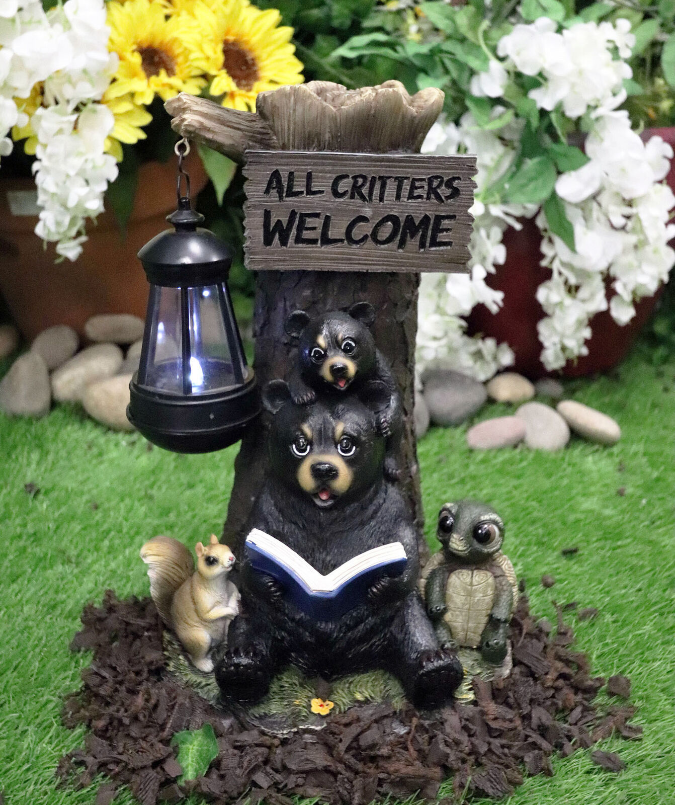 Ebros Gift Whimsical Bedtime Story Mother Bear With Forest Animals LED Lantern