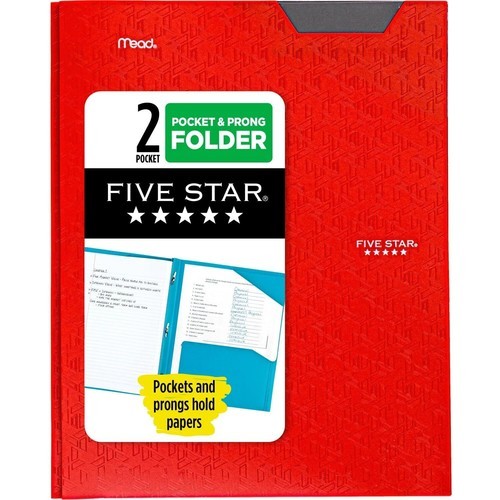 Five Star Stay-Put Plastic Pocket and Prong Folder (Fire Red) - $13.68