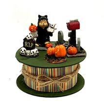 Halloween Spooky Town Decor Handmade RIP Gravestone Pumpkins Black Cat C... - £11.46 GBP
