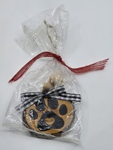Dog Lovers Christmas Ornament, Wood Paw Print With Ribbon And Beads - $12.86