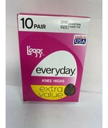 14899 L’eggs 10 Pair Knee Highs Pantyhose Everyday Suntan Reinforced One... - $9.99