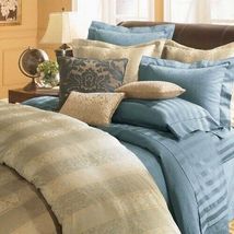 SFERRA Presidio Damask Stripe Blue 12x16 Decorative Boudoir Pillow - £31.87 GBP