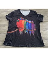 Temu Black with Brightly Colored Parrots T-Shirt size 2XL - £11.70 GBP