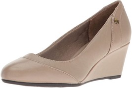 NEW LifeStride Women&#39;s Dreams Wedge Pump Shoes 100% Genuine Leather Stone 7.5M - £29.72 GBP