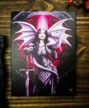 Ebros Anne Stokes Valour Knight Queen Dragon Wood Framed Canvas Wall Decor - $17.49