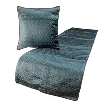 Hexagon Lagoon - Jacquard Blue Decorative Bed Runner and Pillow Cover - £47.55 GBP+