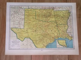 1936 Vintage Map Of Texas Oklahoma Kansas Iowa Nebraska Missouri Louisiana - £13.61 GBP