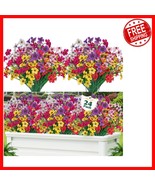 Vibrant 24 PCS Mixed Color UV Resistant Faux Flowers - Perfect for Any O... - $51.71 CAD