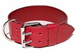 STG Solid Leather Dog Collar In Red Color Double Hook Unisex Dog Collar - £29.93 GBP