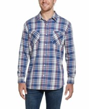 Weatherproof Vintage Men&#39;s Burnout Flannel Shirt Patriot Blue-Size Small - £15.81 GBP