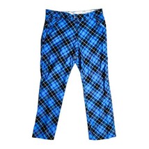 Royal &amp; Awesome Blue Plaid Golf Chino Pants Men&#39;s Size 34 x 30 Stretch S... - $49.45