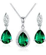 Teardrop Birthstone 925 Sterling Silver Rhodium Plated Gemstone Jewelry ... - $1,924.89 MXN