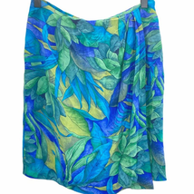 Savannah Mini Skirt Blue Green Size S Silk Floral Botanical Overlay Wate... - £19.80 GBP