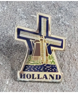 Holland Windmill Blue Travel Souvenir Vintage Lapel Hat Pin - $6.99