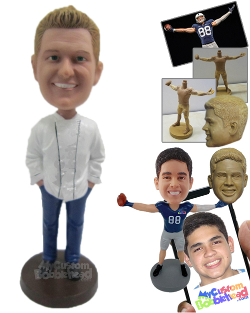 Primary image for Personalized Bobblehead Handsome Boy Wearing A Fashionable Long-Sleeved Shirt, J