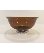 Vintage 8&quot; Amber Glass Bowl With Gorham Sterling Silver Base - £47.95 GBP