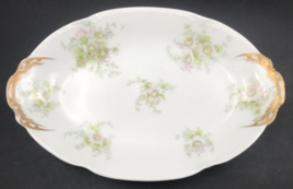 Antique Limoges Haviland CH Field GDA France Oval Pink Floral Tray w/ Gold Ends - £18.19 GBP