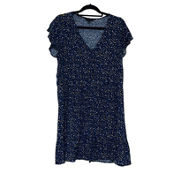 Banana Republic Womens XL Mini Dress Navy Blue Geometric Print Cap Sleeve V Neck - £18.39 GBP