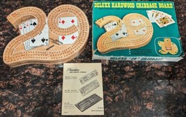 Deluxe 29 Cribbage Hardwood Cribbage Board Vintagew/ Pegs Box Instructions  - $29.99
