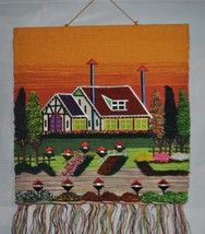 3D Jute Tapestry Burlap Patchwork Wall Hanging Village Scenery Nature Forest NEW - £63.92 GBP