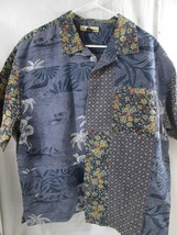 Men&#39;s Tommy Bahama Shirt Gray Hawaiian Floral XL 100% Silk - £19.66 GBP
