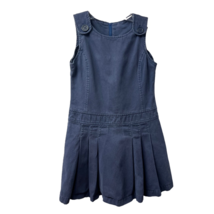 OshKosh B&#39;gosh Girls School Uniform Dress Solid Navy Blue Cotton Twill 7 - £10.12 GBP