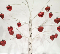 16pc Valentines Day Red Glitter Plastic Hearts Tree Ornaments Decor 1.75&quot; - £13.00 GBP