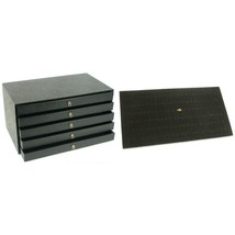 5 Drawer Jewelry Storage Case &amp; Black Foam Ring Display Tray Inserts Kit 6 Pcs - £65.83 GBP