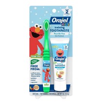 Orajel Elmo Fluoride-Free Tooth &amp; Gum Cleanser with Toothbrush, Combo Pack, Bana - £14.37 GBP