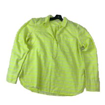 J. Crew Womens Shirt Neon Green W/ White Strip S Half Button Pocket Long... - £13.39 GBP