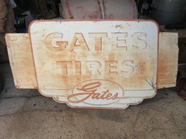 Antique Gates Tires Automotive Gas Service Station motorcycle Sign  - $737.37