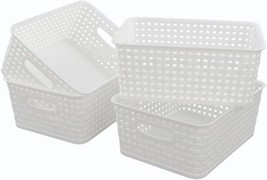 Lesbin 4-Pack White Plastic Weave Baskets. - $33.94