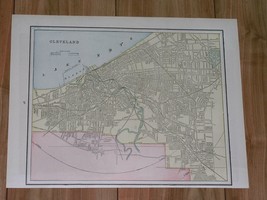 1893 Antique Map Of City Of Cleveland / Verso Columbus Ohio - £18.63 GBP