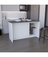 White Kitchen Island w/ Storage &amp; Double Door Cabinet - £638.43 GBP