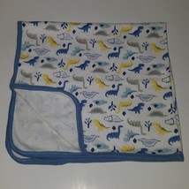 Baby Gear Dinosaur Baby Blanket Lovey Blue Yellow Security Receiving 100% Cotton - £19.32 GBP