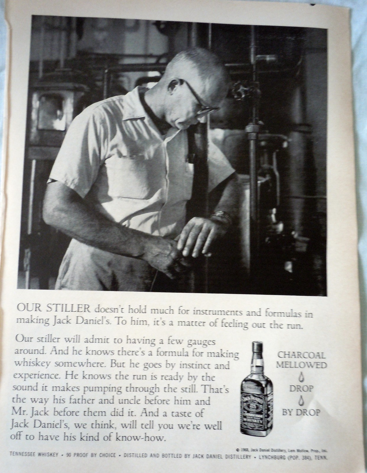 Jack Daniels Charcoal  Mellowed Drop By Drop Magazine Advertising Print ... - $5.99