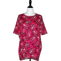 Lularoe Minnie Mouse Top Red Short Sleeve Hi Low Hem Blouse Women Size XXS - £13.91 GBP