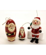 3 Wooden Santa Ornaments, 2 Nesting, One  Toyland, Vintage Decorations, ... - €16,97 EUR