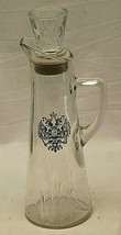Wine Pitcher Carafe Double Eagle Gold Crest Clear Glass Vintage MCM Bar Barware - £31.64 GBP