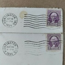 1934 George Washington 3 Cent Stamp Purple Huntington Indiana Ephemera Envelope - £7.08 GBP