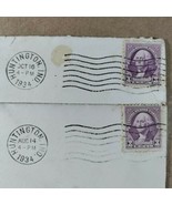1934 George Washington 3 Cent Stamp Purple Huntington Indiana Ephemera E... - £7.00 GBP