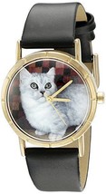 NWOT Whimsical Watches P0120047 Classic Munchkin Cat Black Leather Photo Watch - $25.73