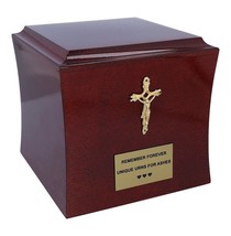 Wood box for ashes Personalise ashes urn Modern Religiuos urn with cross - £125.30 GBP+