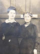 Antique 1900s RPPC 2 Victorian Women in Black Real Photo Postcard - $9.49