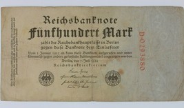 1922 Germany 500 Mark Note // Weimar Republic Treasury Notes // 2nd Issue - £39.11 GBP