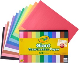 Crayola Giant Construction Paper Pad 18&quot;X12&quot; - 48 Sheets W/Stencil - £20.31 GBP